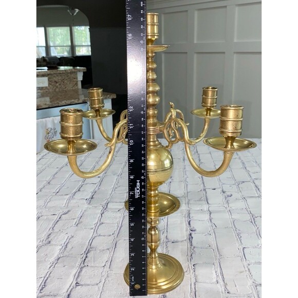 Vintage Dutch Brass Bronze Candelabra Holds 5 Candles - Picture 8 of 11